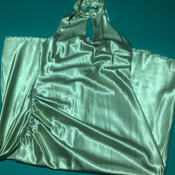 Cider Satin Olive Backless Dress - Picture 6 of 6